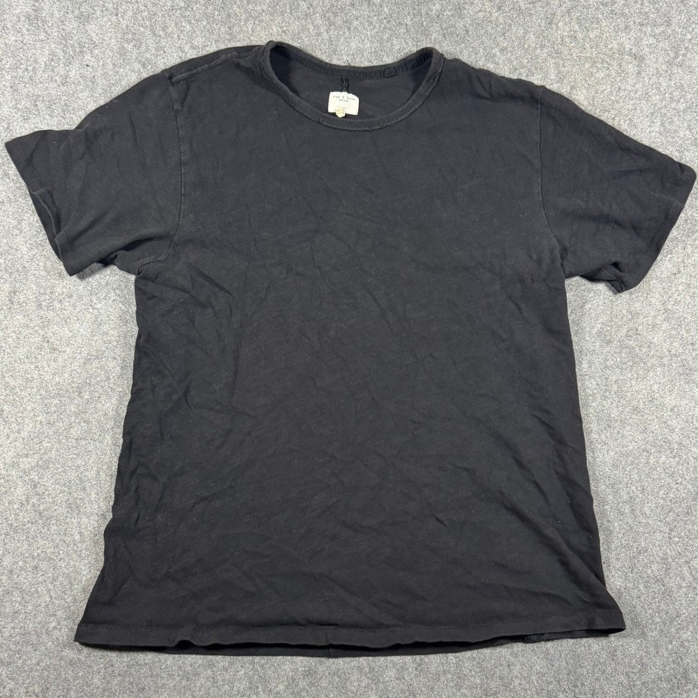 Rag & Bone T-Shirt Womens Large Black Crew Neck Short Sleeve Cotton Slub Tee